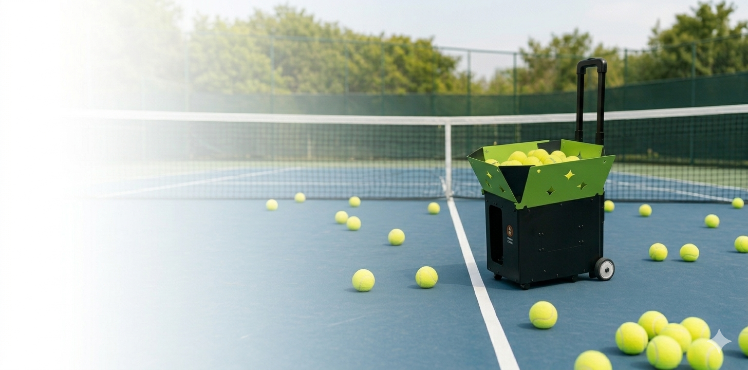 Mesin tenis TenisGo di lapangan